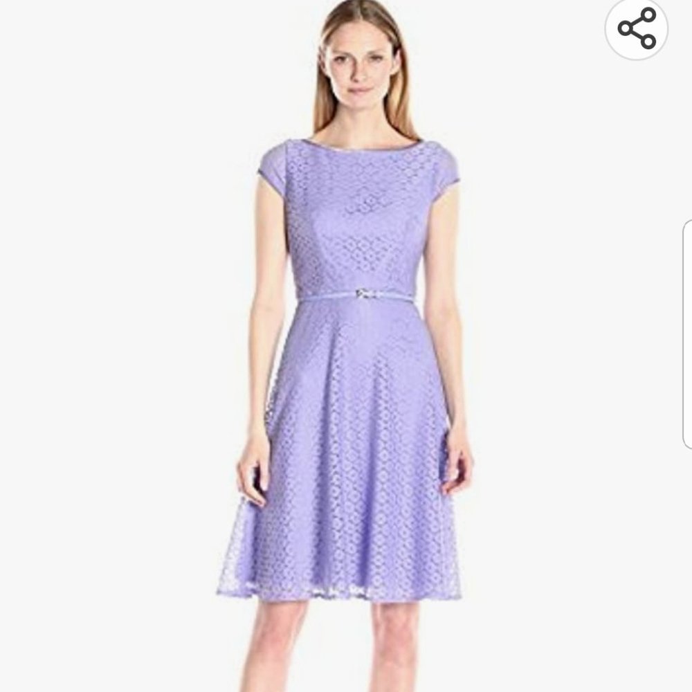 Kasper's Women Cap Sleeve Lace Dress, Size 10, Lilac